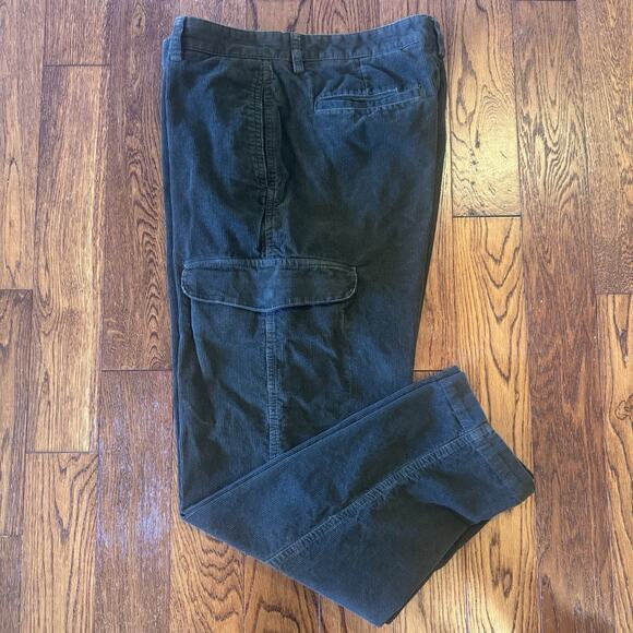 Chaps Corduroy Men's Pants Flat Front 34W 28L Dark Brown Utility Pockets Vintage - Picture 6 of 12